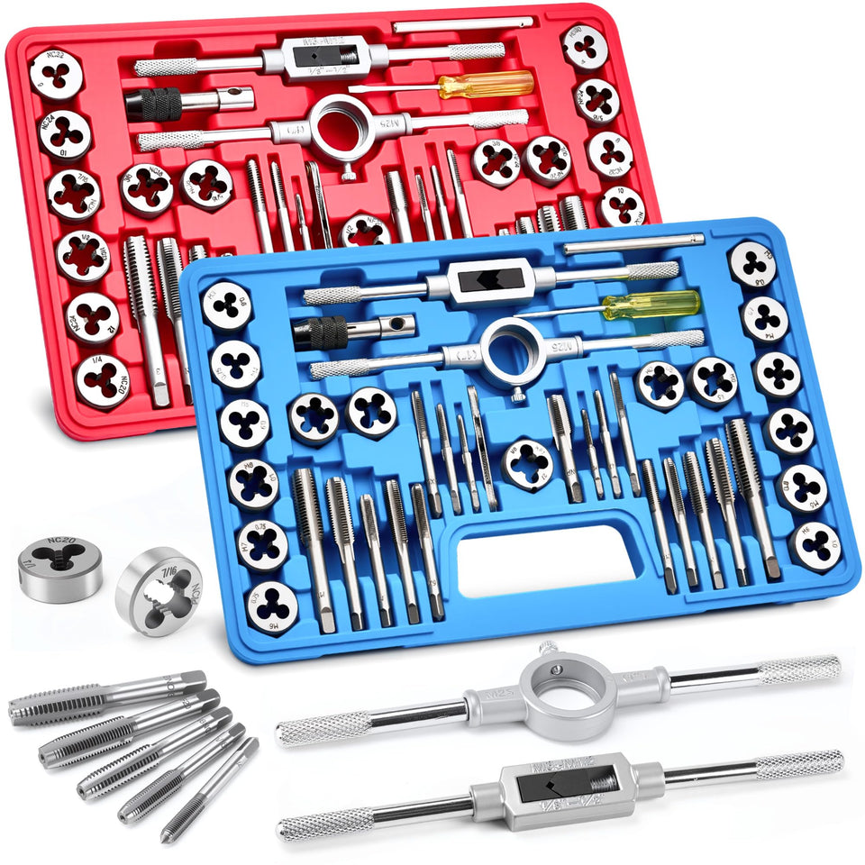 KOOPOOL 80-piece tap and die set case for versatile metric and standard threading