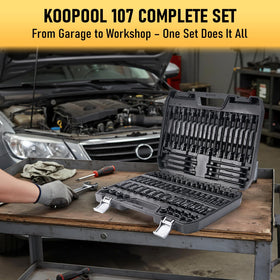 KOOPOOL set displayed with warranty badge and professional-grade labeling.