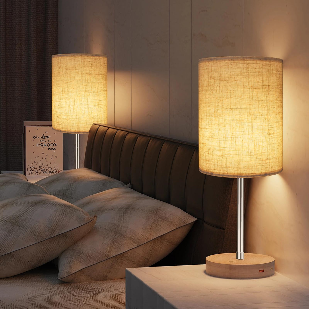 Koorle beige fabric lampshade texture adds soft, diffused glow