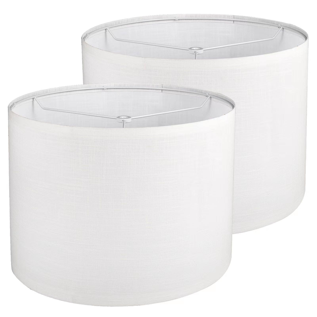 Koorle drum shade 2-pack in white fabric for table and floor lamps with soft light.