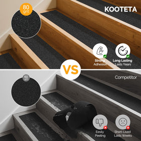 KOOTETA non-slip stair treads on wooden steps improve daily safety