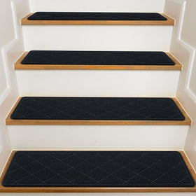 KOOTETA stair treads on black stairs with a non-slip surface for safer footing