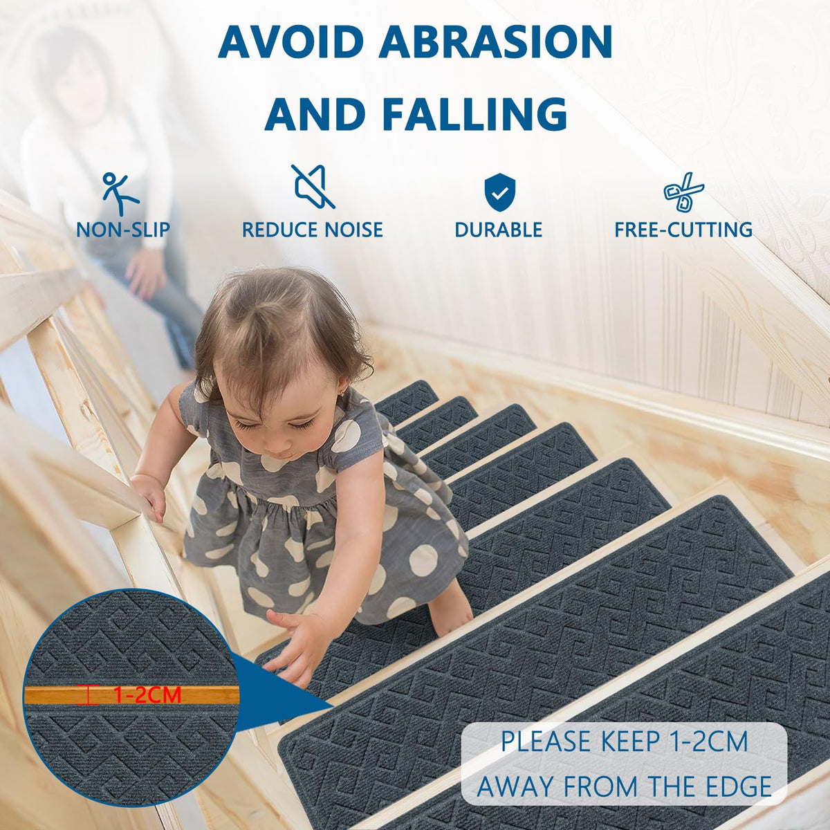 KOOTETA washable stair treads ready for cleaning and reuse