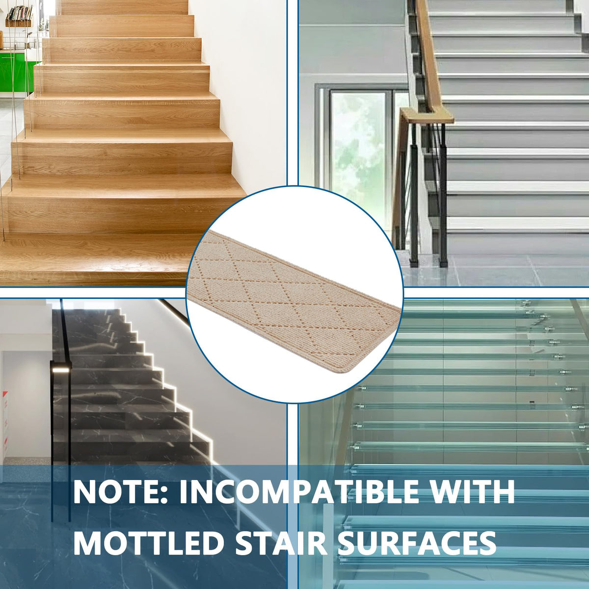 KOOTETA stair treads beige 8x30 quiet stairs during daily traffic