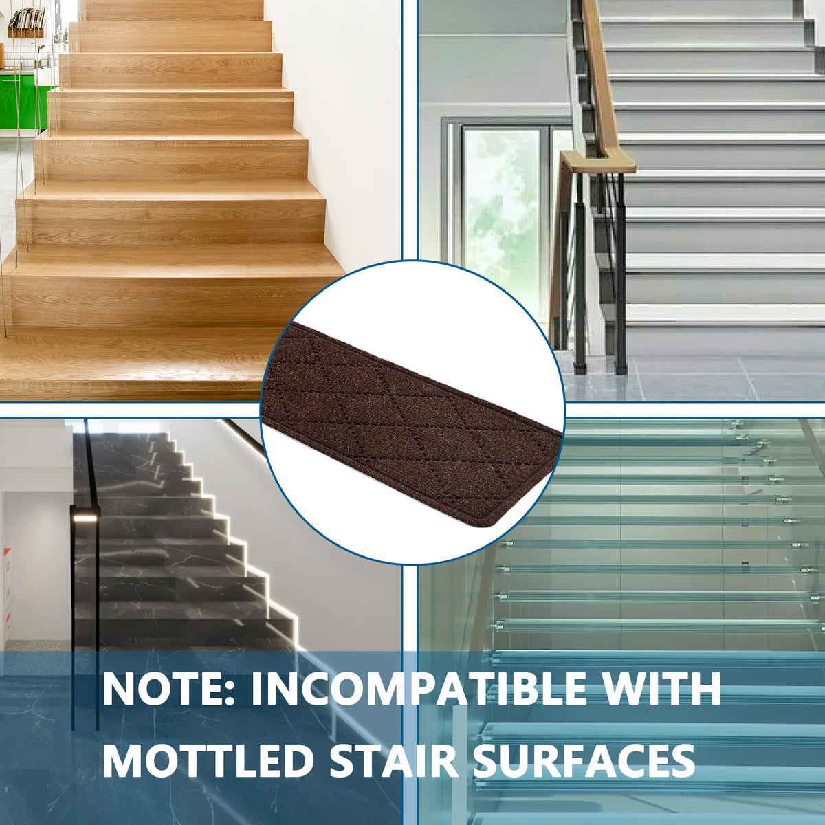 KOOTETA brown color stair treads complement home decor.