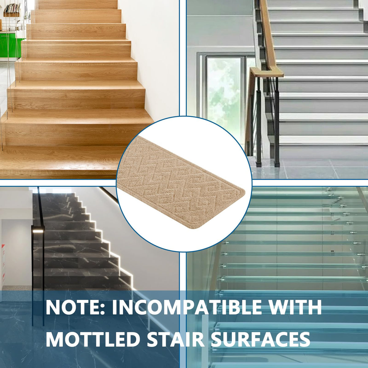 KOOTETA stair treads in neutral colors to match decor.