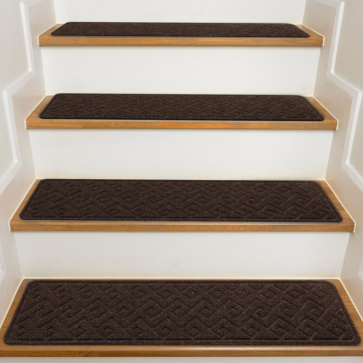 KOOTETA non-slip stair treads for wooden steps provide secure footing on indoor stairs