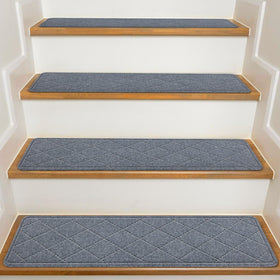 KOOTETA stair treads on wooden stairs provide anti-slip protection for family steps.