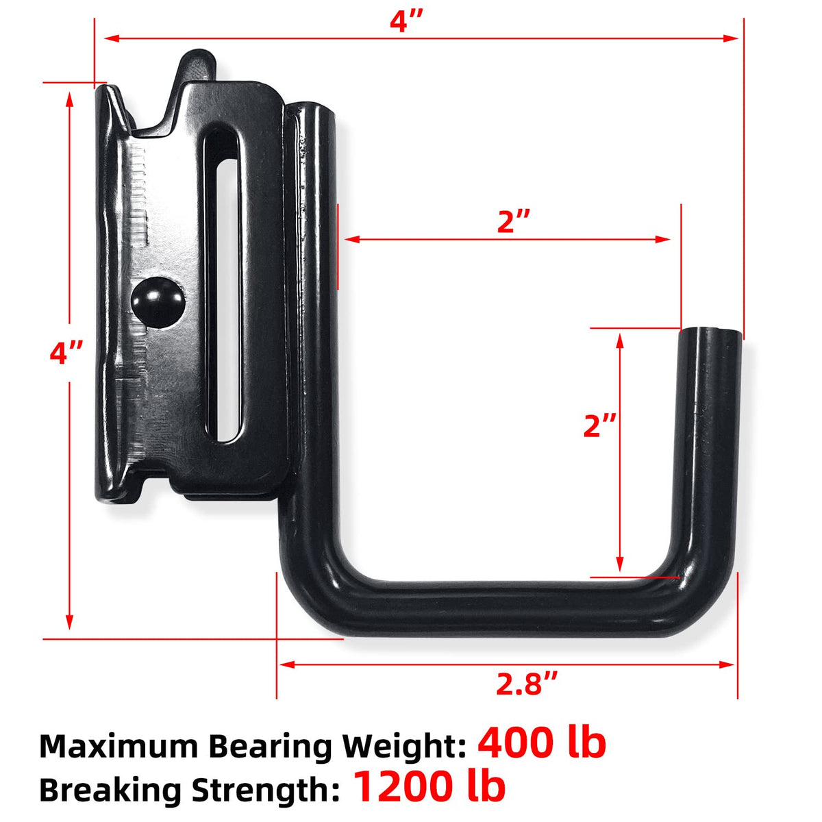 KOPKIO E-Track J-hook installed on wall rail for tools