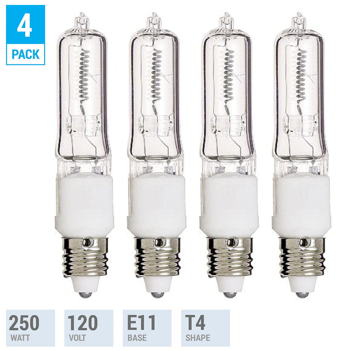 KOR 250W JD T4 E11 bulbs provide clear light for task spaces.