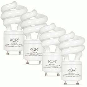 KOR 4-pack 13W mini spiral with GU24 base for easy retrofit