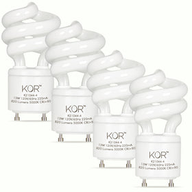 KOR 4-pack 13W mini spiral CFL bulbs ready for GU24 sockets and quick upgrade