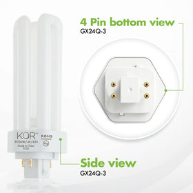 KOR GX24Q-3 base bulbs fit compatible fixtures for quick upgrades.