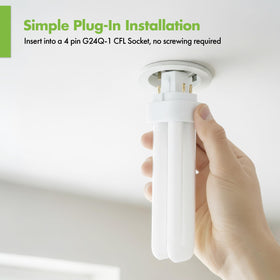KOR desk lamp setup with 13W CFL for efficient workspace lighting.