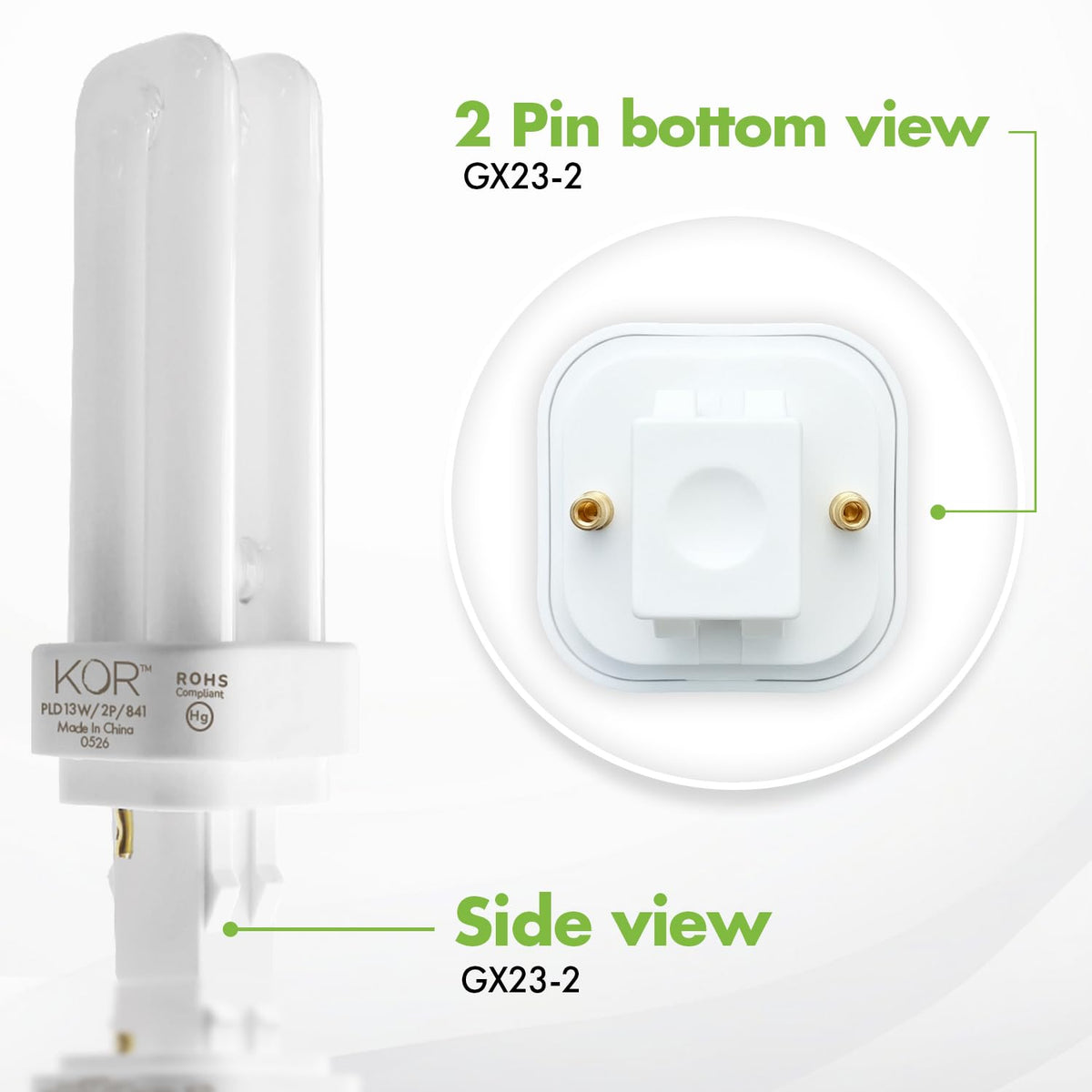 KOR plug-in bulbs install by simply pushing in