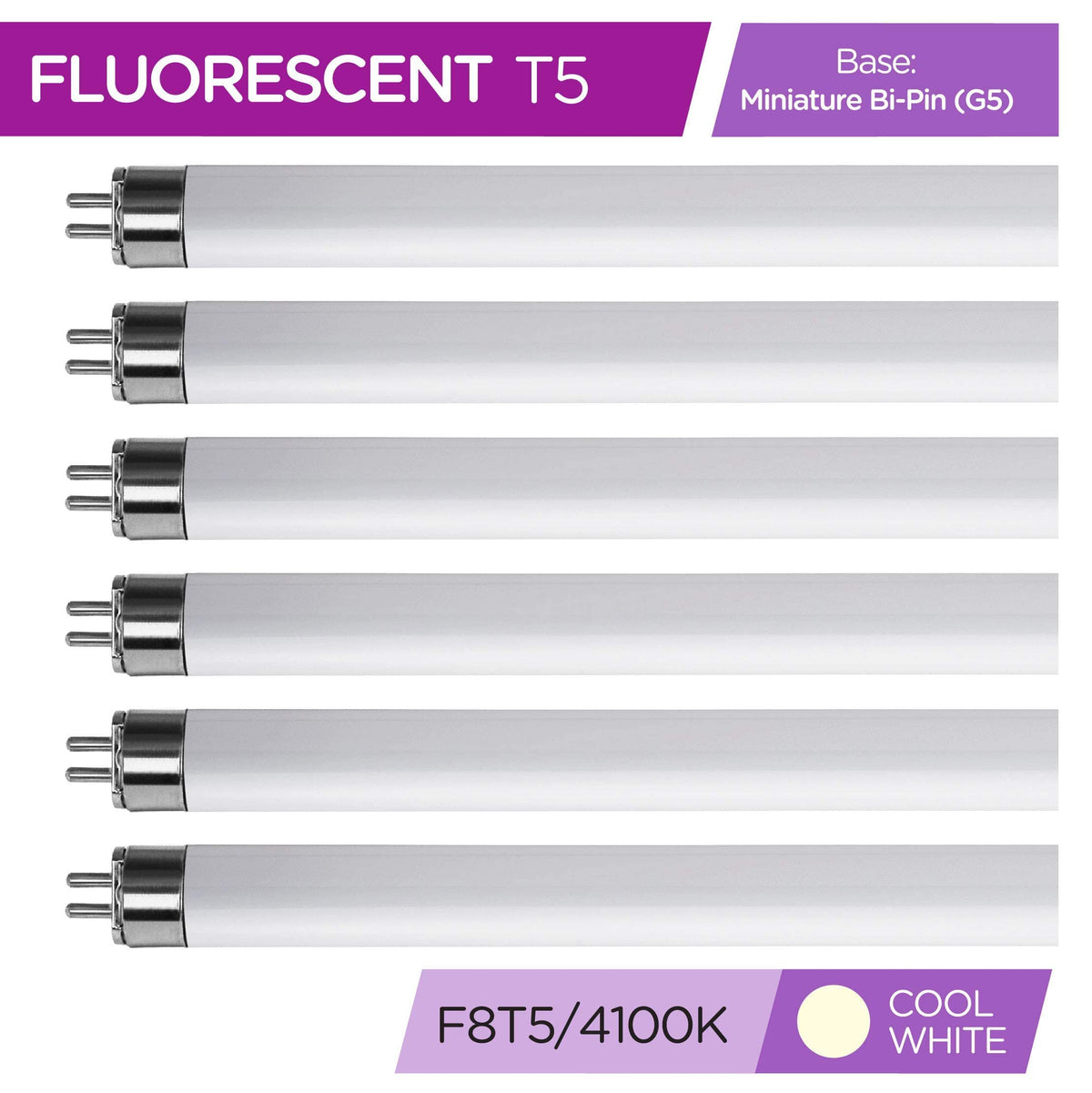 KOR F8T5CW fluorescent bulbs suit compact fixtures and slim profiles.