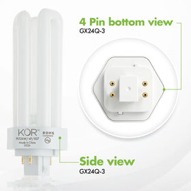 KOR 4-pack packaging emphasizes value and quick replacement across multiple fixtures.