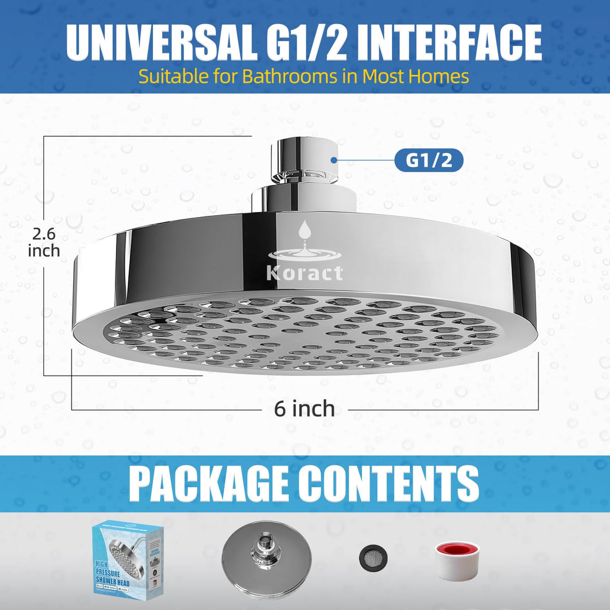 Koract shower head 360-degree adjustable angle for versatile rinsing.