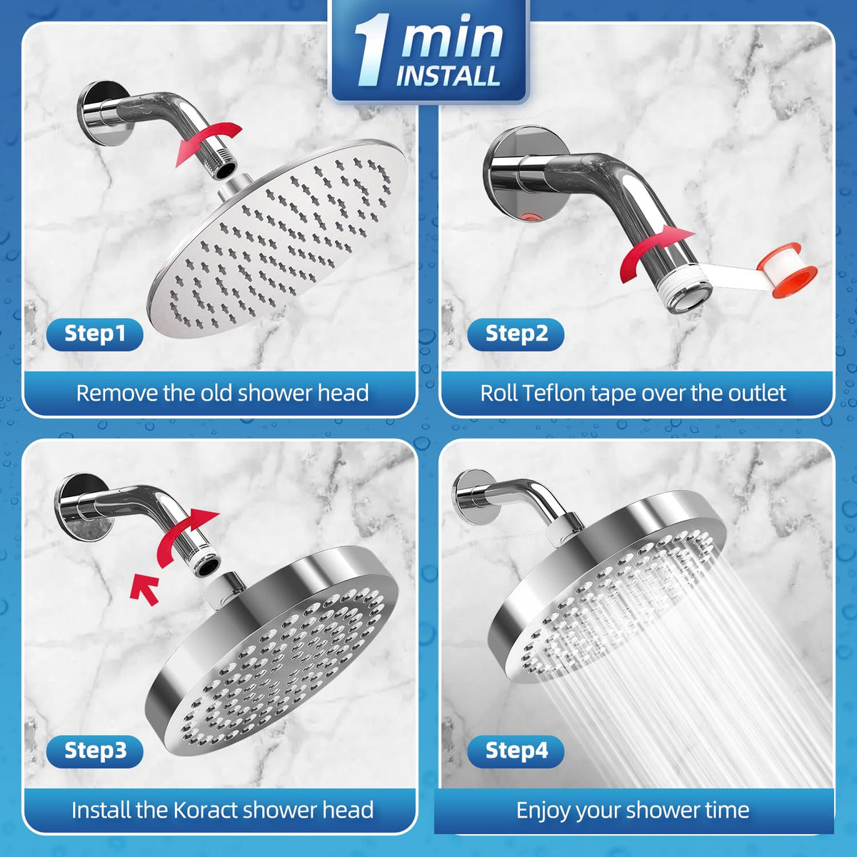 Koract shower head saves water with a 2.5 GPM flow.