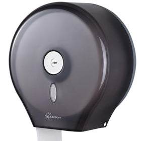 Kordory toilet paper holder with 9-inch capacity shows large-roll convenience.