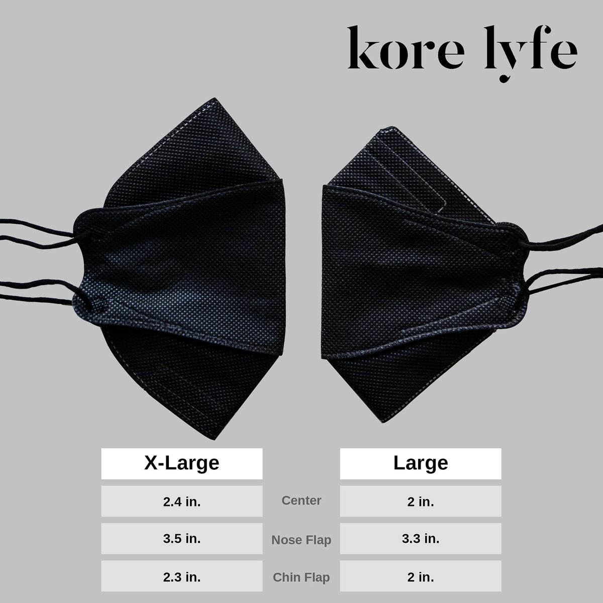 Kore Lyfe KF94 ergonomic 3D design follows facial contours for a comfortable fit