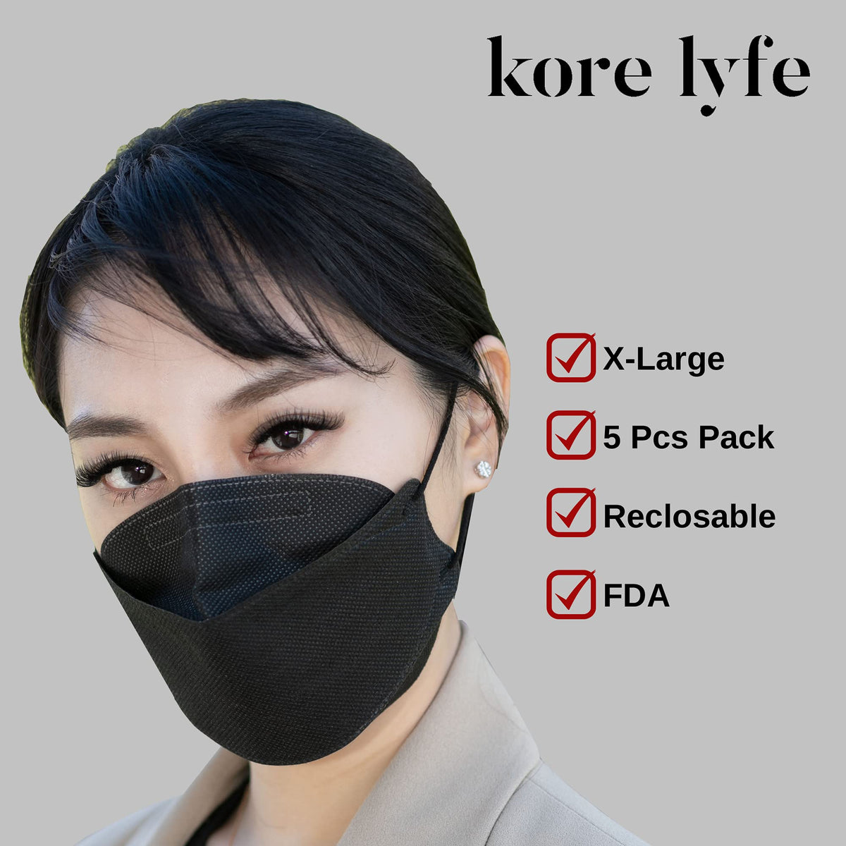 Kore Lyfe KF94 Made in Korea label highlighting premium quality