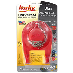 Korky 100 universal flapper installed in a modern toilet tank, ready for efficient operation.
