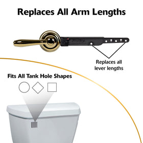 Korky 6021AM polished gold handle installed for bathroom decor upgrade.