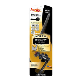 Korky 6034BP Strongarm lever side-mount in matte black supports reliable operation