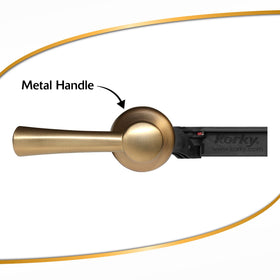 Korky 6094BP lever-arm installation guide demonstrating easy fit without bending.