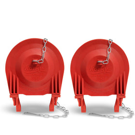 Korky Premium 3-inch universal flapper closeup showing durable red rubber