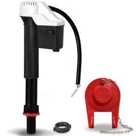 Korky QuietFILL fill valve with twist-lock for quick, quiet refills.