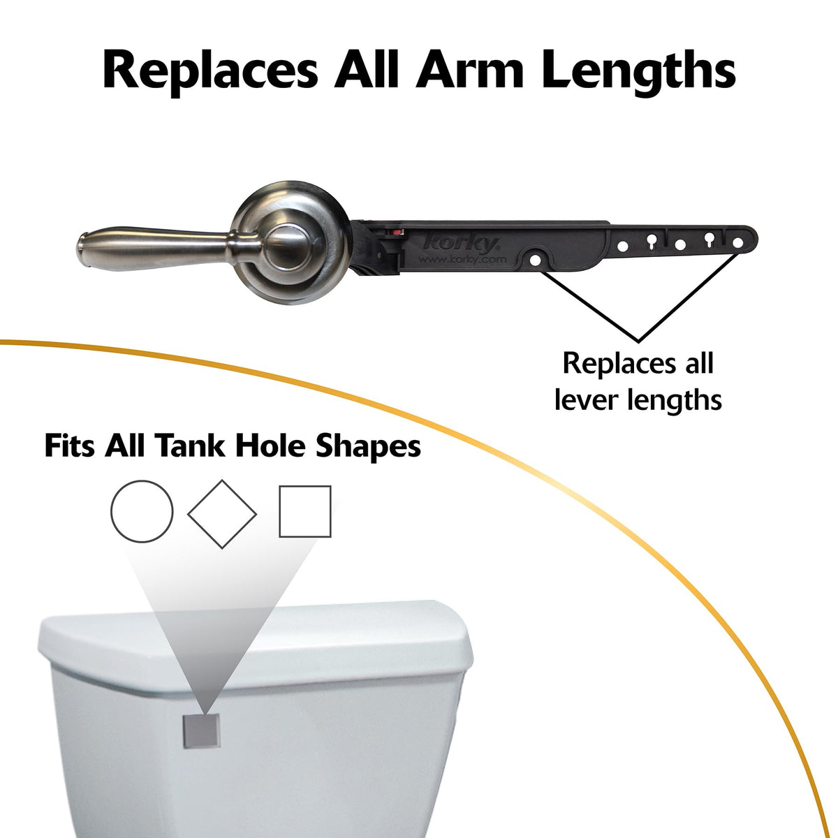 Korky StrongARM angle-mount lever for versatile toilet setups
