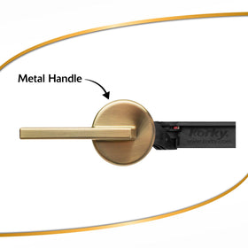Korky StrongARM brushed-gold angled-mount handle with reliable action.