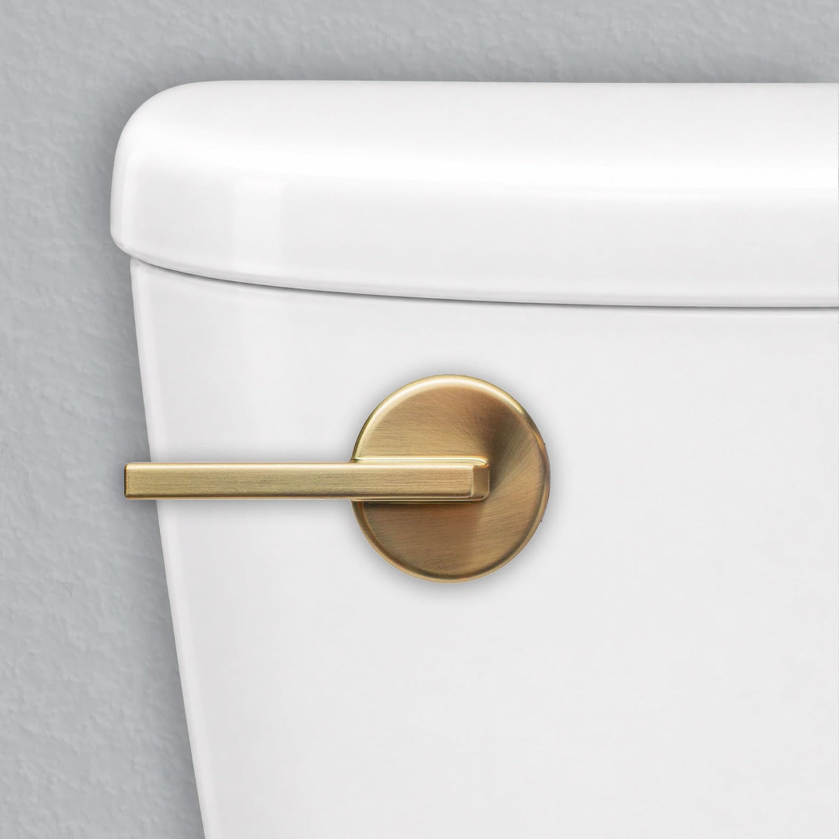 Korky StrongARM brushed-gold side-mount lever for universal compatibility.