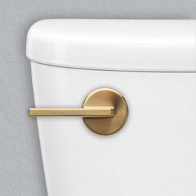 Korky StrongARM brushed-gold side-mount lever for universal compatibility.