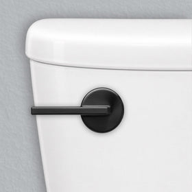 Korky StrongARM matte black lever close-up for modern bathroom upgrade