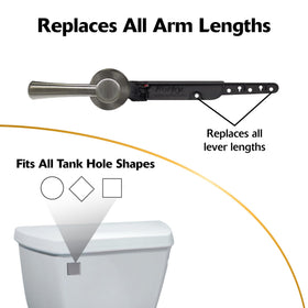 Korky StrongARM left-mount lever emphasizes durable, reinforced construction.