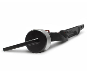 Korky StrongARM metal toilet handle close-up showing universal fit across tank styles