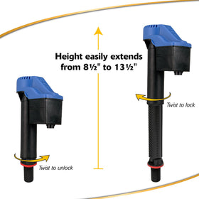 Twist-lock adjustment on Korky valve simplifies DIY installation