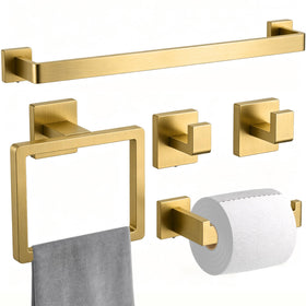 KOSEOO brushed gold towel bar showing 24.48-inch space for towels and secure hanging