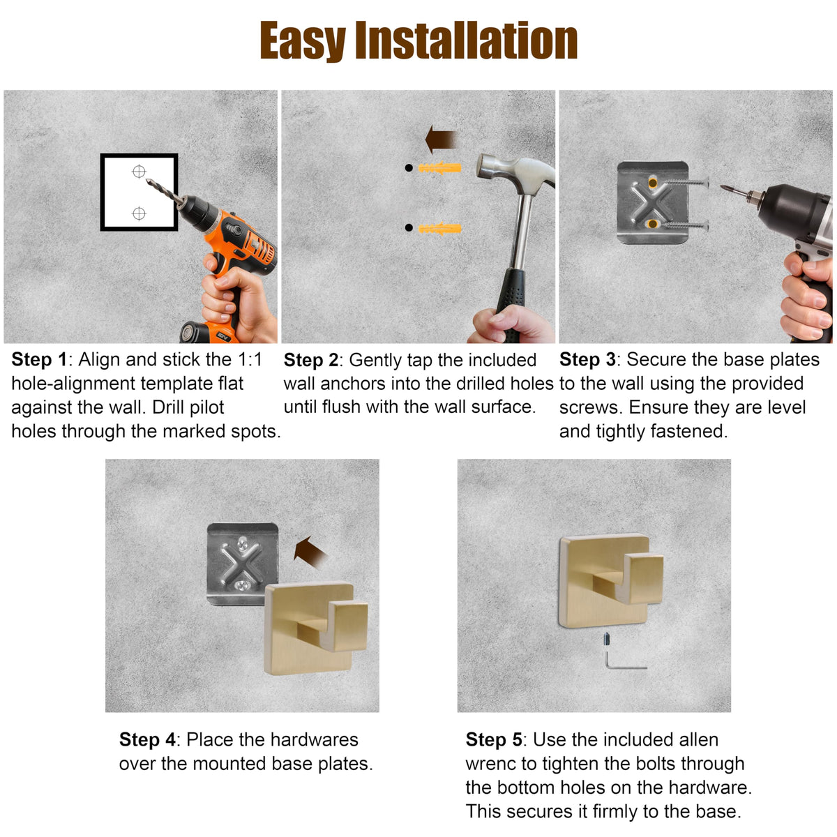 KOSEOO complete 5-piece package ready for simple mounting in bathroom