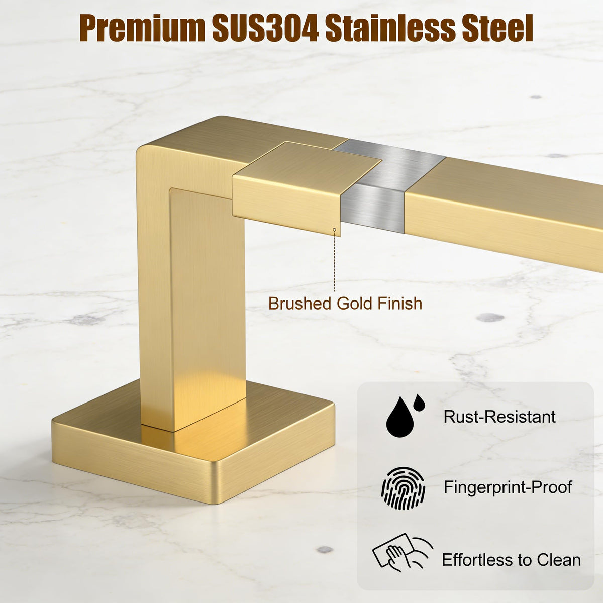 KOSEOO brushed gold robe hook 1 secured to wall for robes