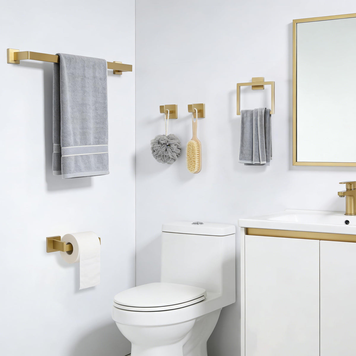 KOSEOO brushed gold towel ring for quick, accessible towel hanging