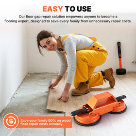 Kosjund Floor Gap Fixer Tool shows 45° striking surface for precise gap alignment.