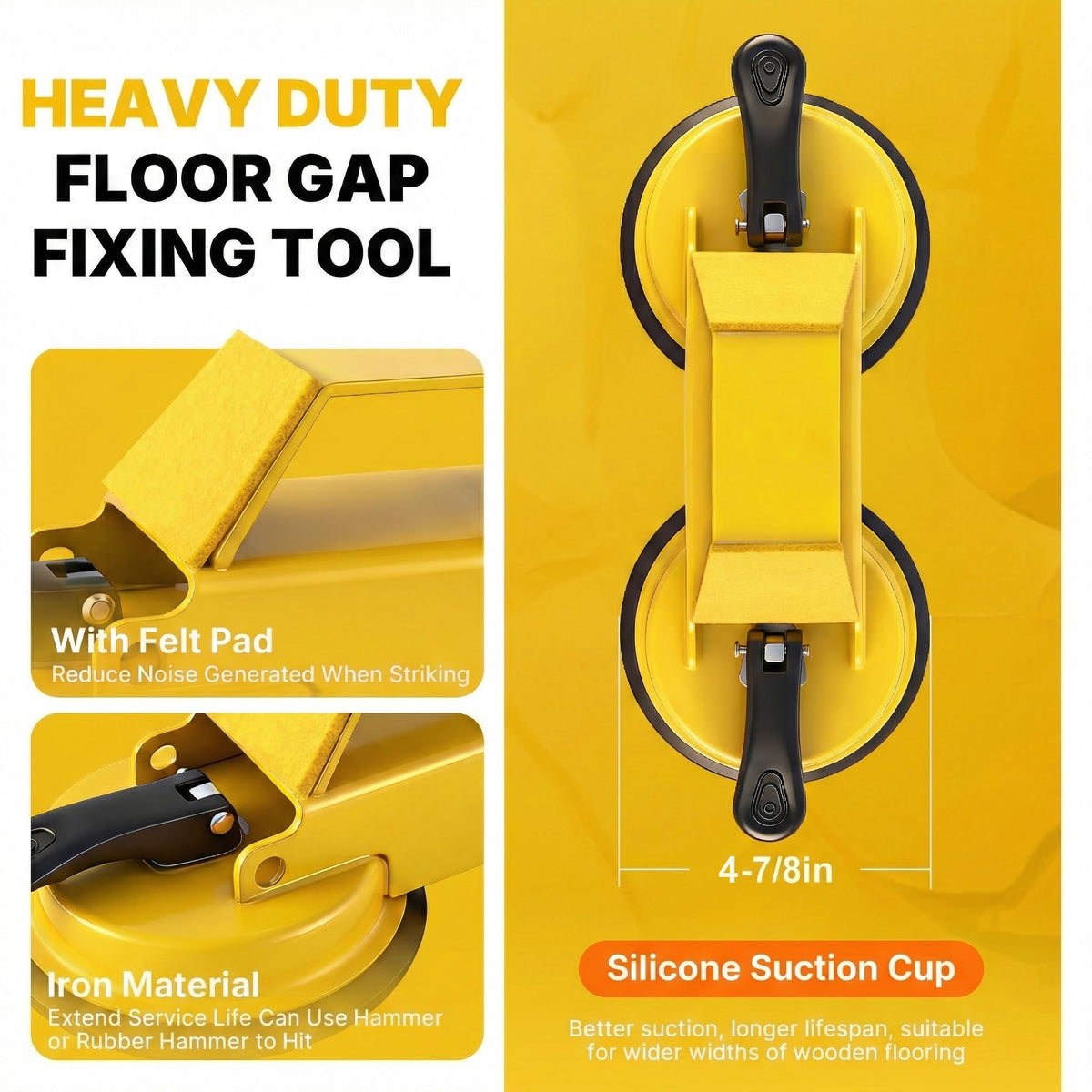 Kosjund Floor Gap Fixer Tool in action showing quick gap closure demo.