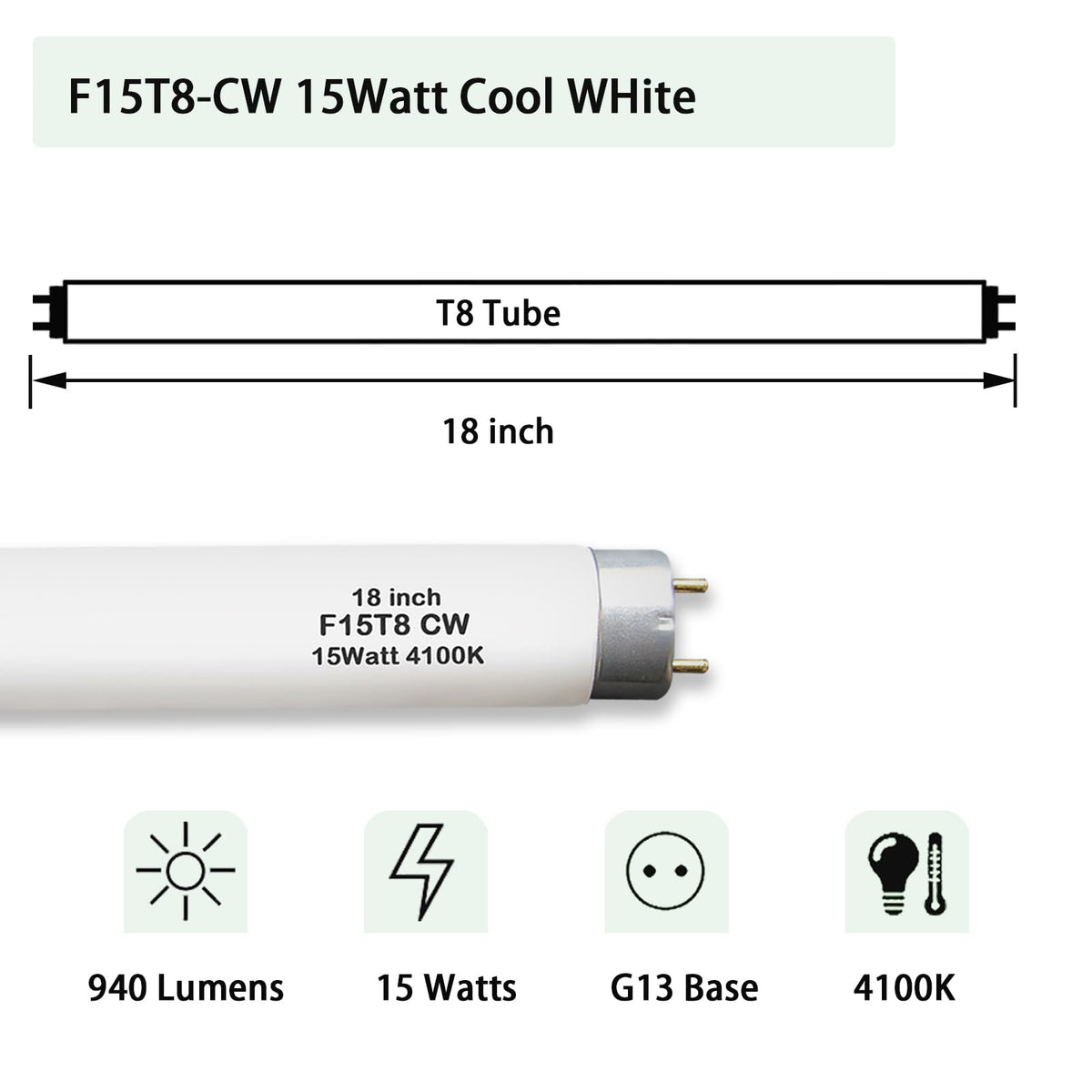 KosunRefill F15T8-CW 4100K cool white light for clear visibility