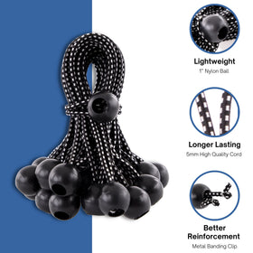 Kotap BB-6B ball bungee cord outdoors to prevent tarp flapping.