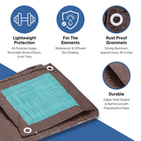 Kotap TBG-1020 tarp reversible color sides for varied outdoor coverage.