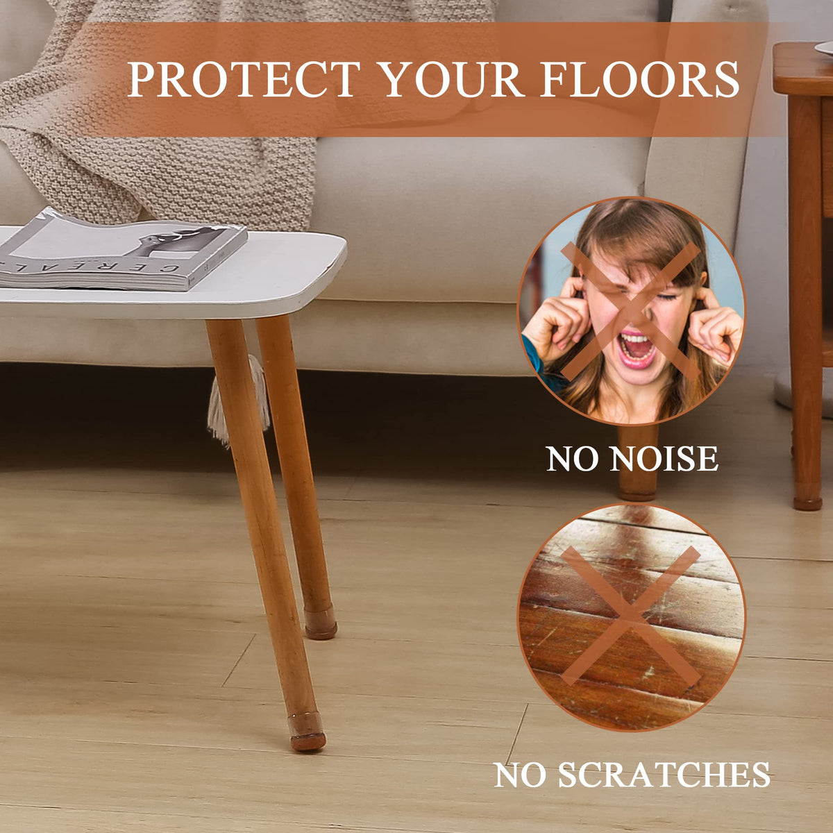 Kotiorname easy install chair leg protectors fit without tools.